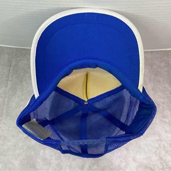 Vintage Three Stripe Retired Trucker Hat Adult Blue Retro 80s Fishing Golf Mesh - Picture 9 of 11